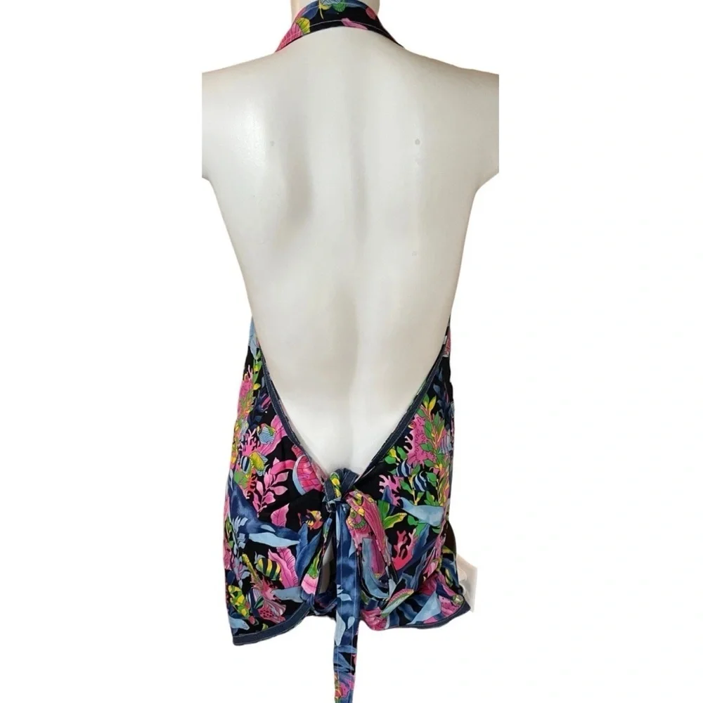 Unbranded Bib Apron Undersea World Pattern Whales Pink Blue Green - Picture 5 of 5